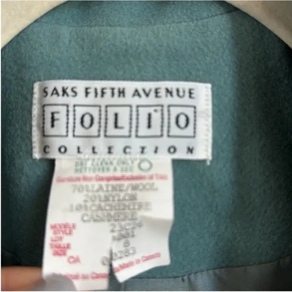 Vintage Saks Fifth Avenue Cashmere /Wool Blazer Coat - Picture 4 of 7